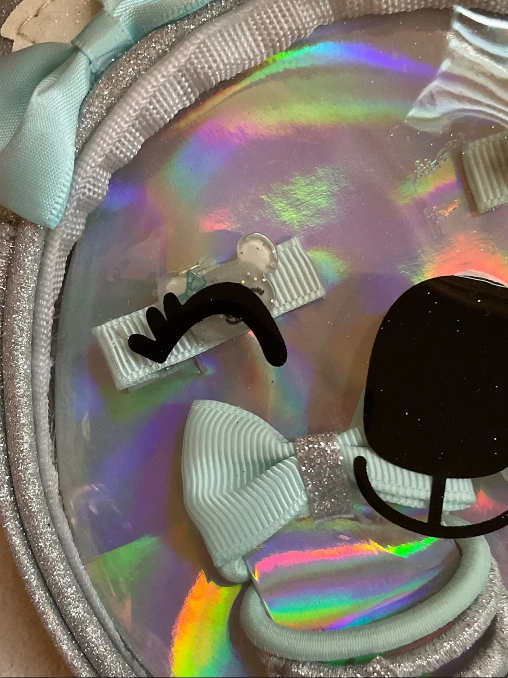 Claire's Iridescent Holographic Kids Hair Accessory Set with Silver Glitter
